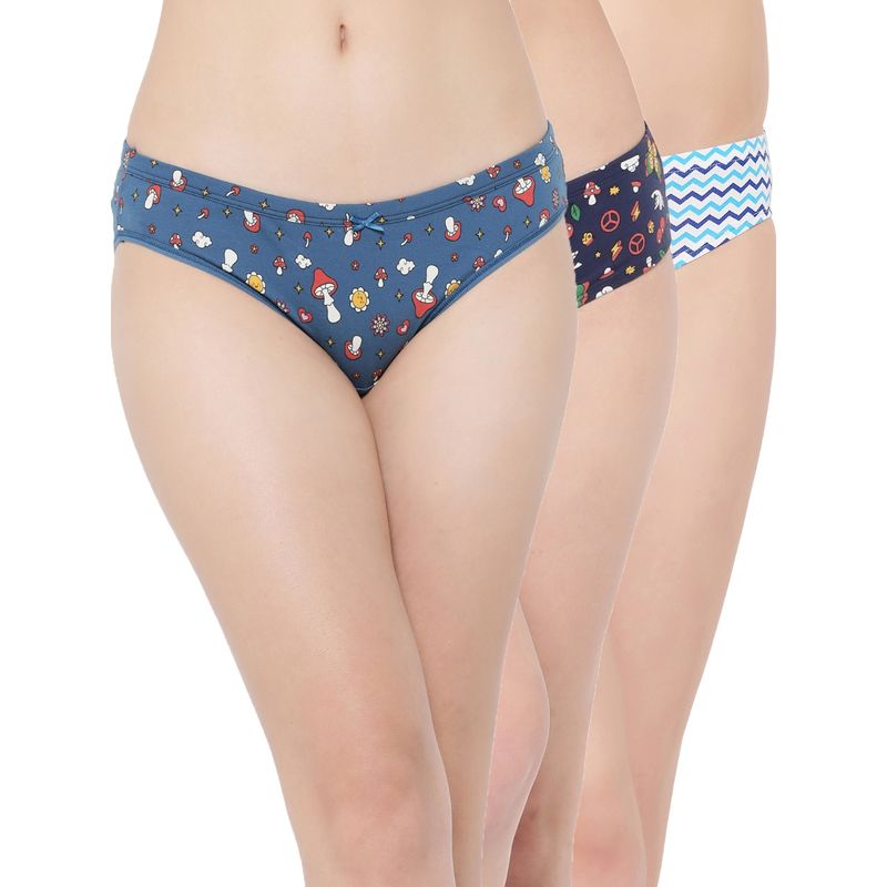 Clovia Cotton Spandex Low Waist Inner Elastic Bikini Panty (Pack of 3) (S)