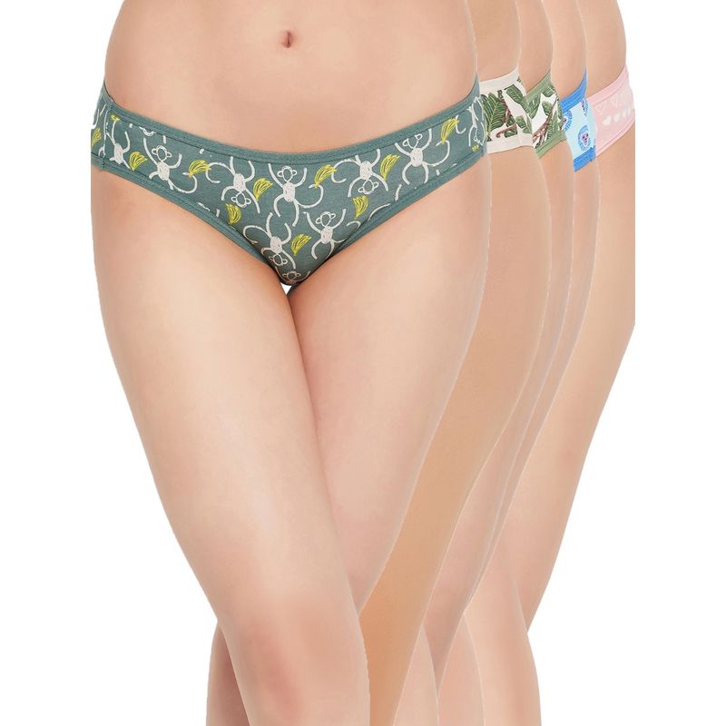 Clovia Cotton Spandex Low Waist Outer Elastic Bikini Panty (Pack of 5) (M)