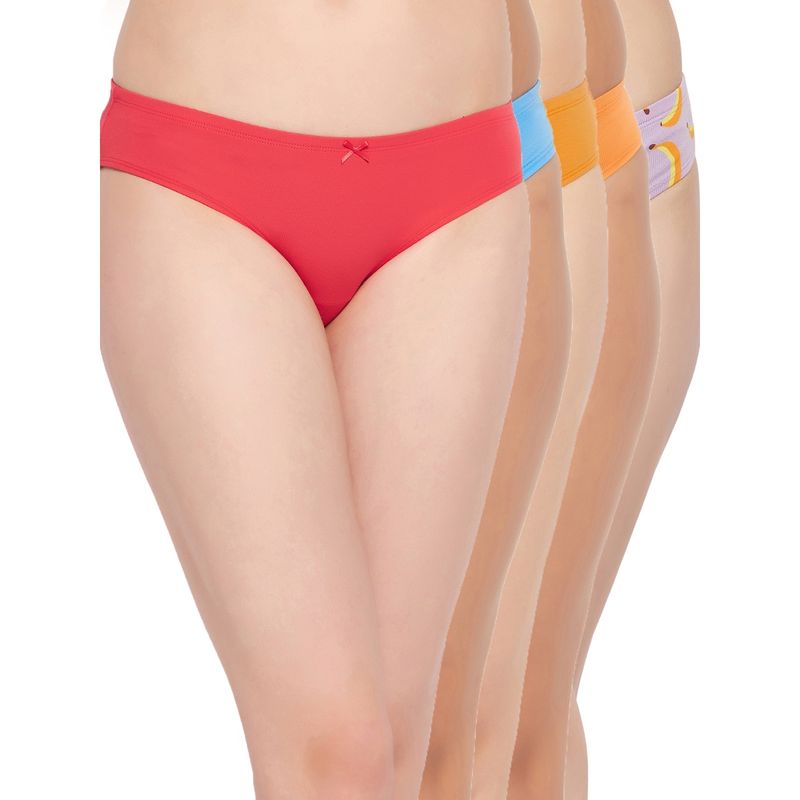 Clovia Cotton Spandex Low Waist Outer Elastic Bikini Panty (Pack of 5) (S)