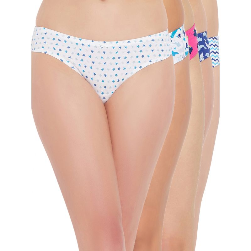 Clovia Cotton Spandex Low Waist Inner Elastic Thong Panty (Pack of 5) (L)