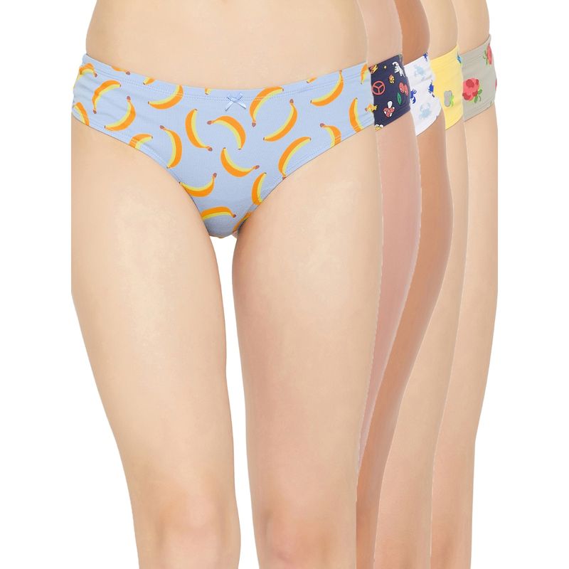 Clovia Cotton Spandex Low Waist Inner Elastic Thong Panty (Pack of 5) (L)