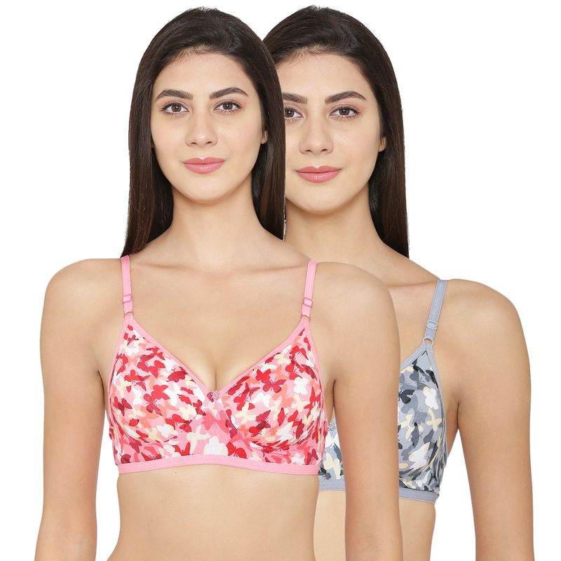 Abelino Set of 2 Printed Lightly Padded Push-Up Bra - Multi-Color (40B)