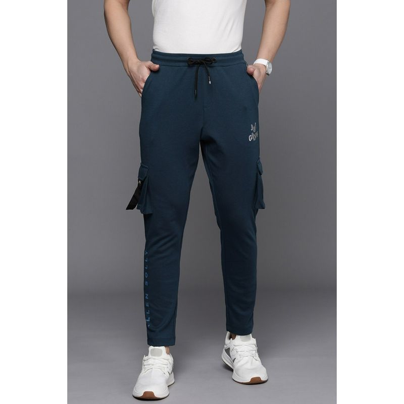 Allen Solly Men Solid Regular Fit Teal Track Pants (L)