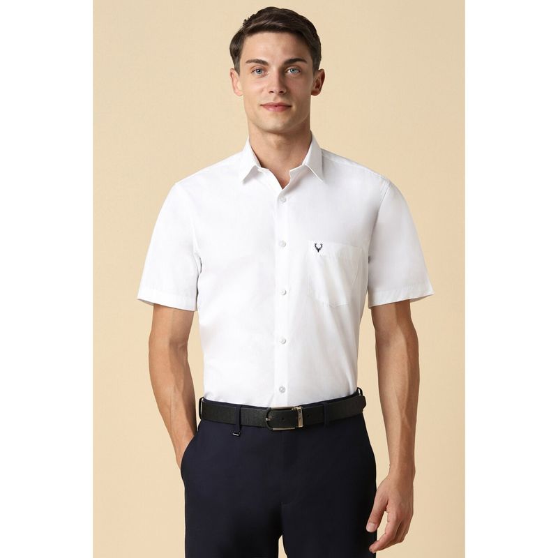 Buy Allen Solly Men White Slim Fit Solid Half Sleeves Formal Shirt Online