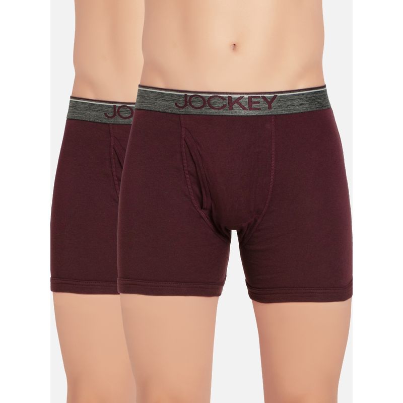 Jockey 8009 Men Cotton Boxer Brief with Ultrasoft Waistband Maroon (Pack of 2) Buy Jockey
