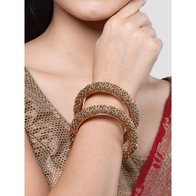 Karatcart Gold Plated Set of 2 Elephant Design Bangle For Women (2.4)
