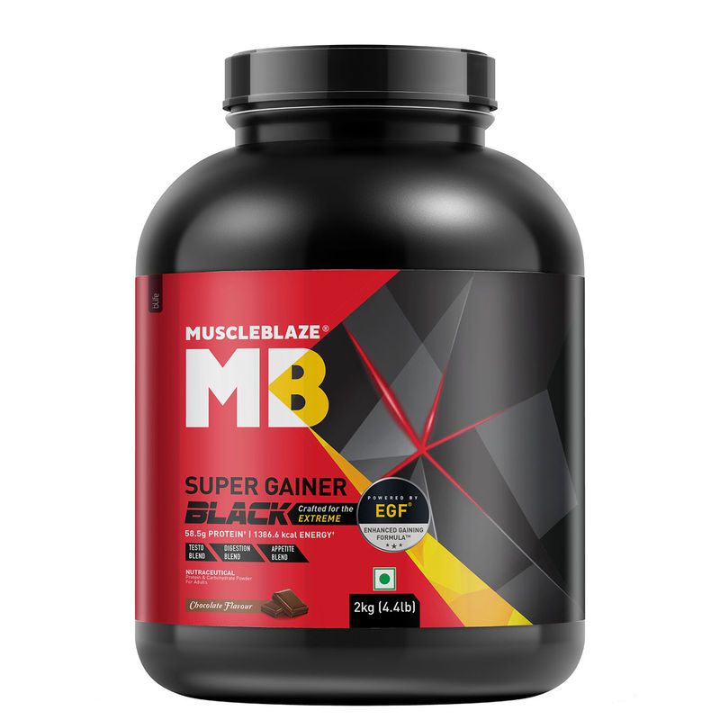 MuscleBlaze Super Gainer Black With EGF For Muscle Mass Gain (chocolate)