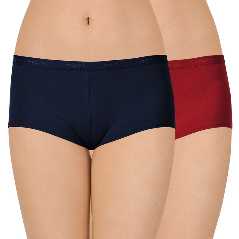 Amante Solid Low Rise Boyshorts Pack Of 2 - Solid - Multi-Color (S)