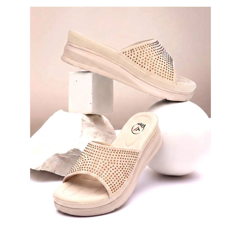 Alberto Torresi Women Beige Comfortable Thick-Sole Wedges Heels (UK 2)