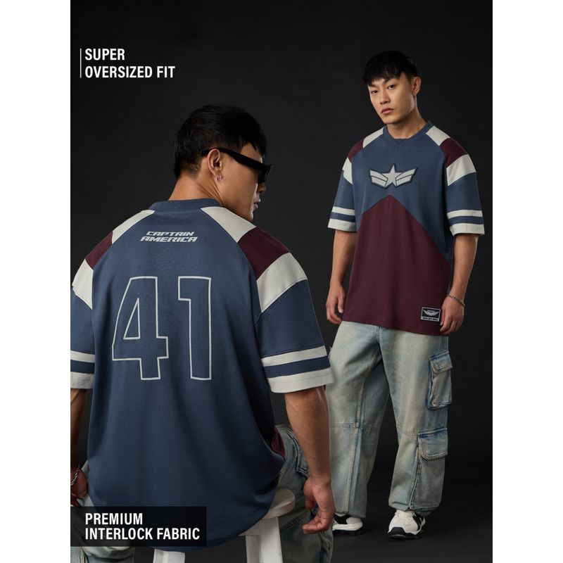 The Souled Store Official Marvel Captain America: Soldier Suit Men Oversized T-shirt (M)