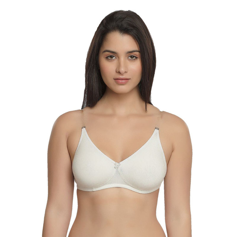 Inner Sense Organic Cotton Antimicrobial Backless Non-Padded Seamless Bras (Pack Of 2)-White (38B)