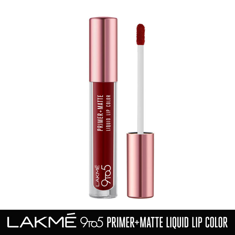 Lakme 9to5 Primer + Matte Liquid Lip Color - MR4 Deepmaroon