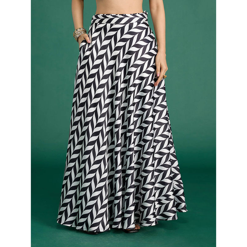Gajra Gang Black & White Satin Chevron Skirt Desert Rani (XS)