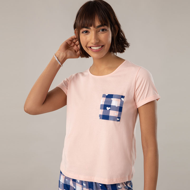 Nykd by Nykaa Super Fine T-shirt In Cosy Cotton - NYS041 Peach (M)
