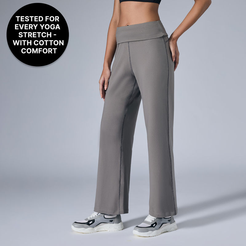 Kica Everyday Cotton Yoga Pants - Straight Fit, KIC503- Grey (XXXL)