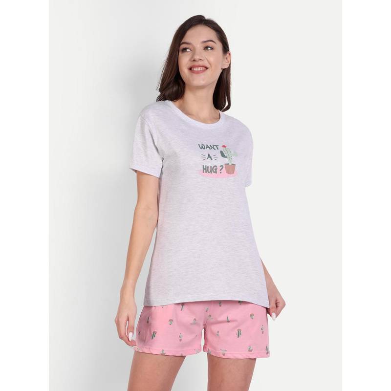 Bedtime Story White Cactus Shorts with T-Shirt (L )