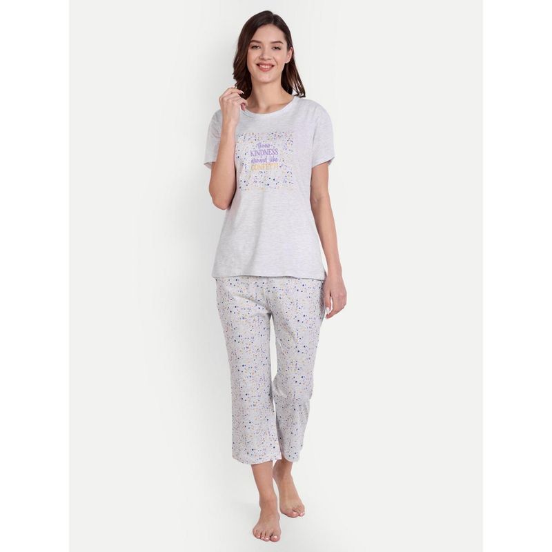 Bedtime Story Grey Confetti Ecru T-Shirt with Capri (L )