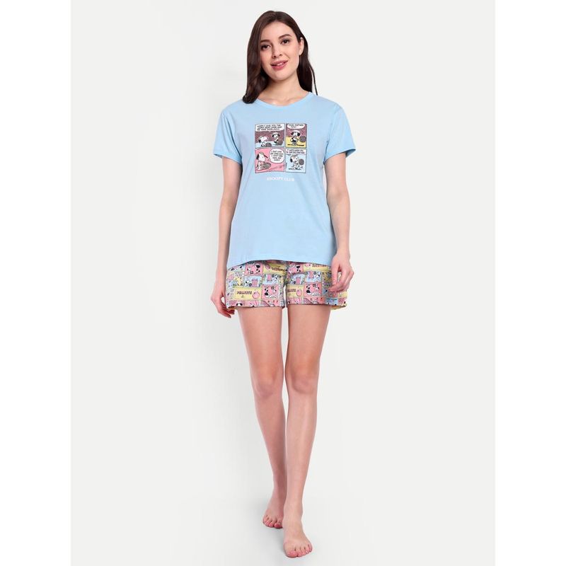Bedtime Story Blue Peanut Comic T-Shirt with Shorts (L )