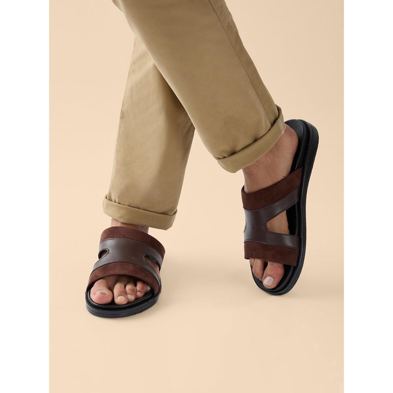 REGAL Brown Men Smart Casual Suede Combo Sandals (UK 7)