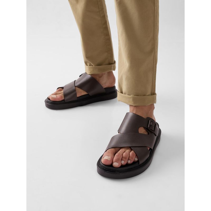 Imperio Brown Men Smart Stylish Leather Sandals (UK 6)