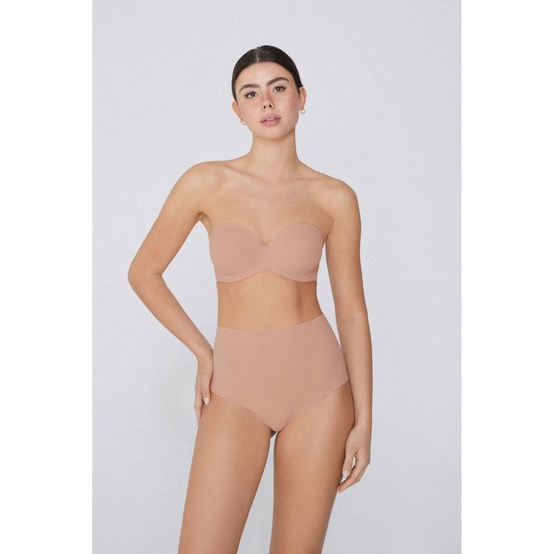 Rheal Curve Beige Strapless Padded Push Up Tube Bra (D)