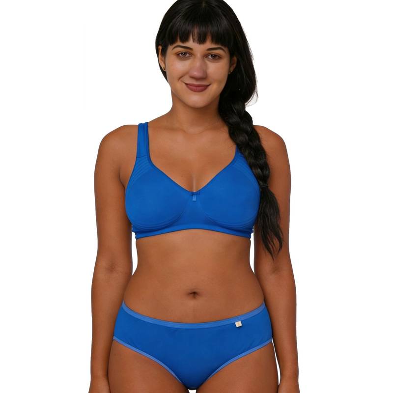 Inner Sense Blue Bamboo Cotton Non-Wired Non Padded Bra (32B)