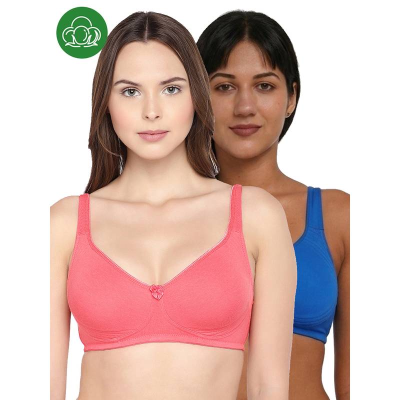 Inner Sense Multi-Colour Women Bamboo Cotton Non-Wired Non Padded Bra (Pack of 2) (32B)