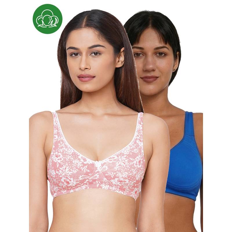 Inner Sense Multi-Colour Women Bamboo Cotton Non-Wired Non Padded Bra (Pack of 2) (32B)