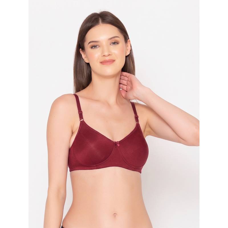 Groversons Paris Beauty Maroon Women Wire-Free Non-Padded Seamless Bra (36C)