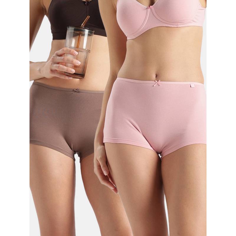 Jockey Multi-Colour Ss04 Women Cotton Elastane Boy Shorts (Pack of 2) (M)