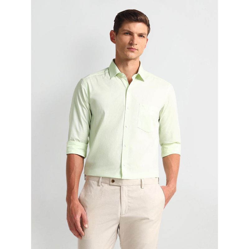 Arrow Men Green Self Design Slim Fit Formal Shirt (40)