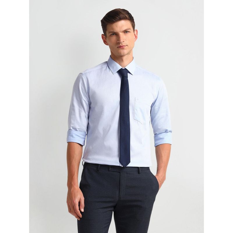 Arrow Men Blue Self Design Slim Fit Formal Shirt (39)
