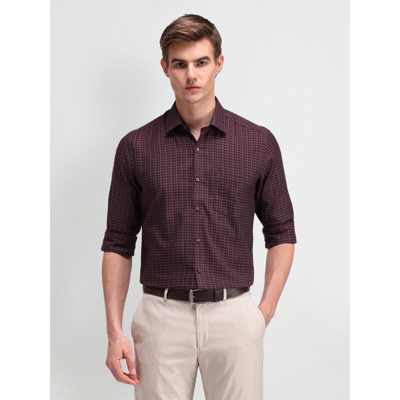 Arrow Men Burgundy Checks Slim Fit Formal Shirt (39)