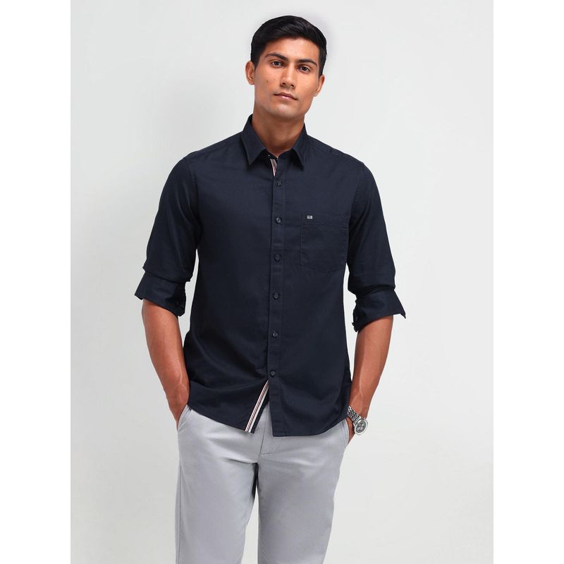 Arrow Sports Men Navy Blue Solid Slim Fit Casual Shirt (44)