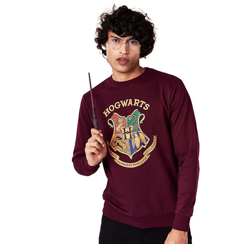 The Souled Store Men Official Harry Potter Hogwarts Sigil Burgundy Sweatshirts (M)
