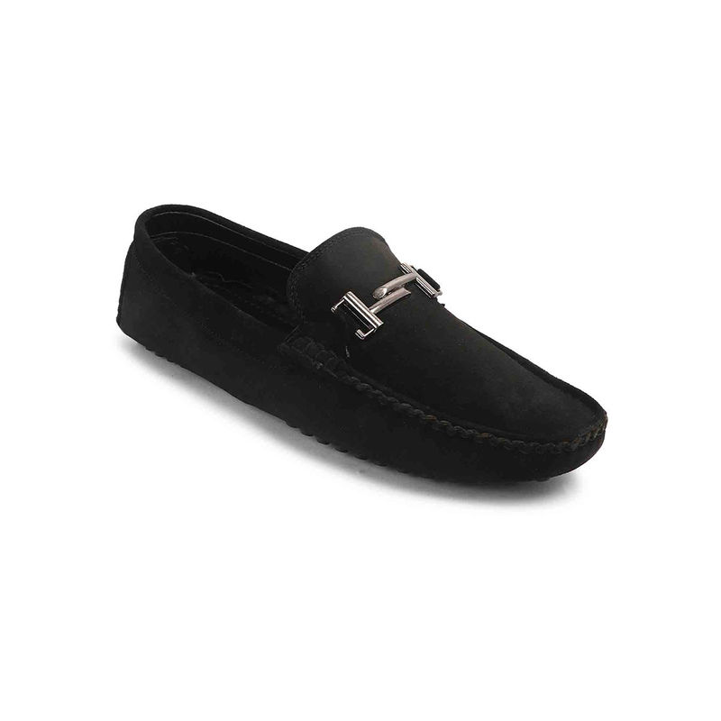 Louis Stitch Solid Black Italian Suede Leathers Loafers (UK 9)