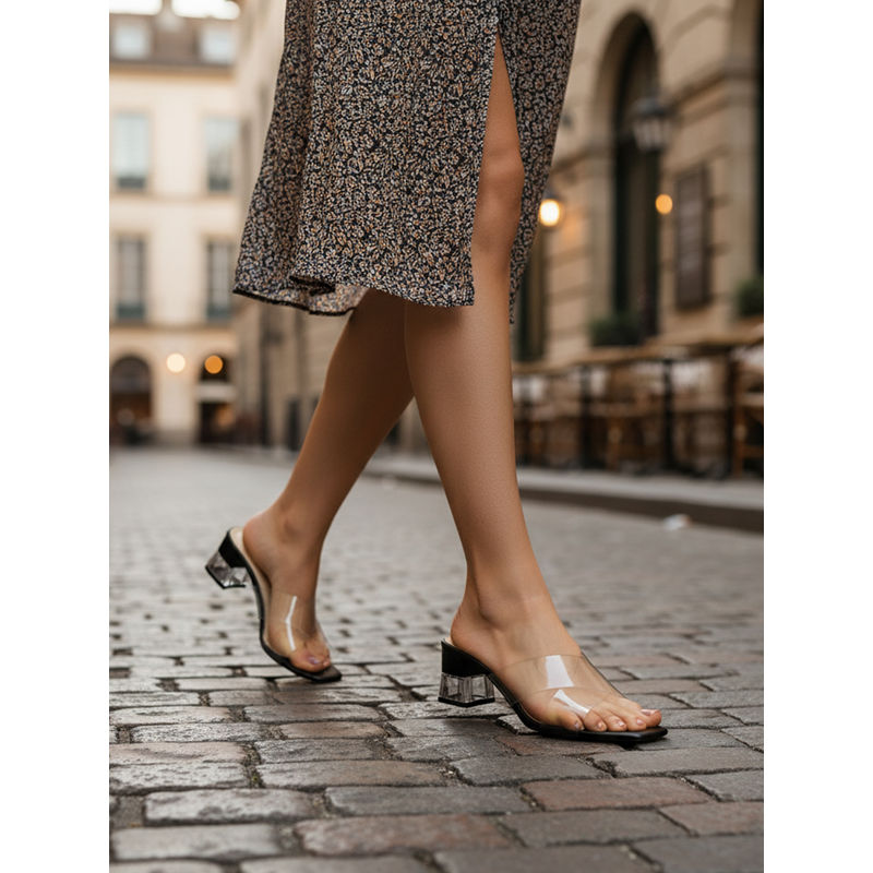 Chaal Chalan Dorra Transparent Strap Heels (UK 3)