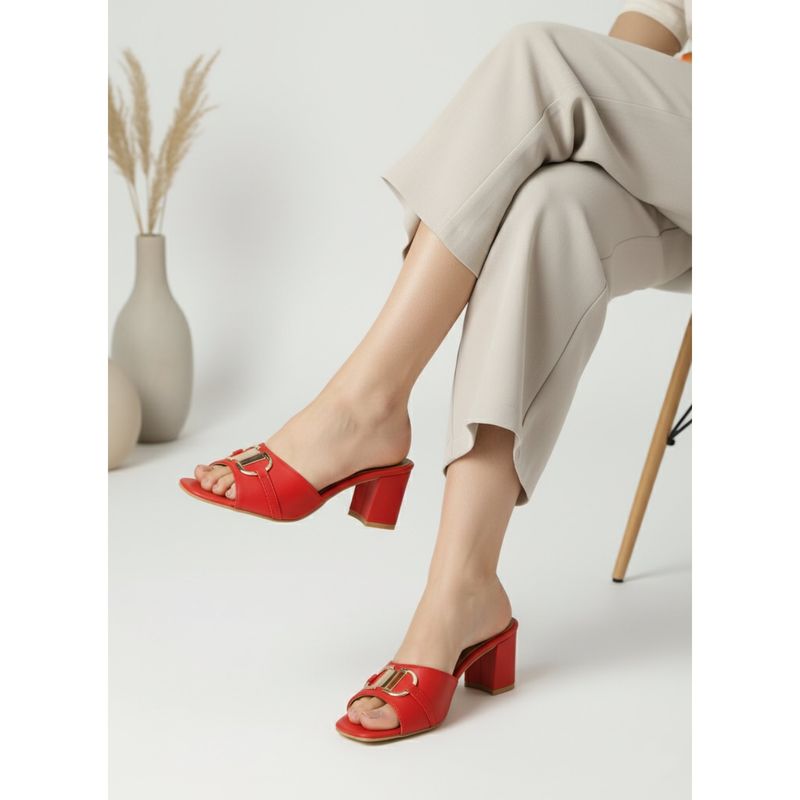 Chaal Chalan Raya Red Block Heels (UK 8)