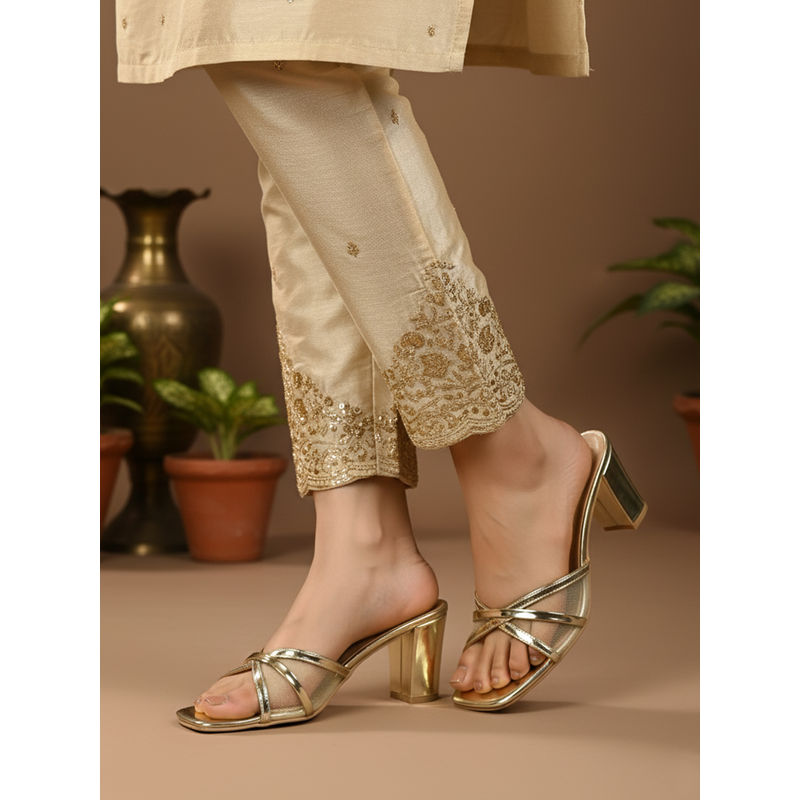 Chaal Chalan Tiana Golden Block Heels (UK 4)