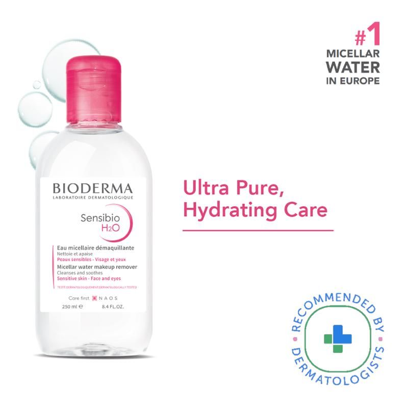 Bioderma Dermatological Micellar Water Sensibio H2O - Gently Removes Makeup Prevents Clogged Pores