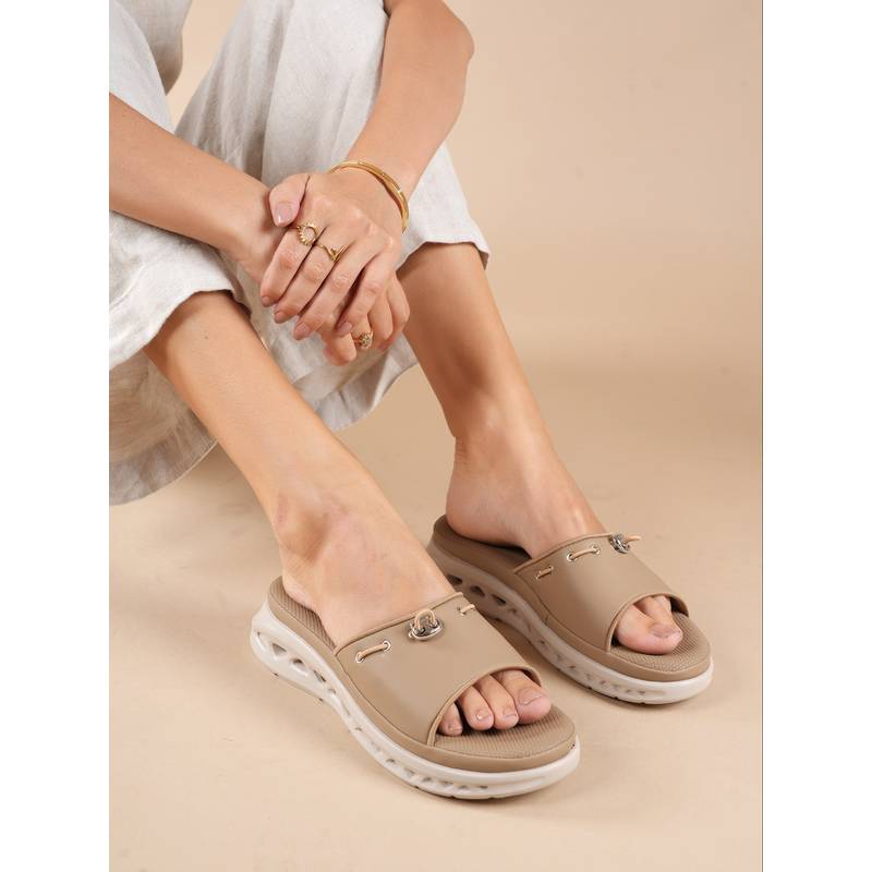 Drop Bold Women Taupe Platform Heels (EURO 36)