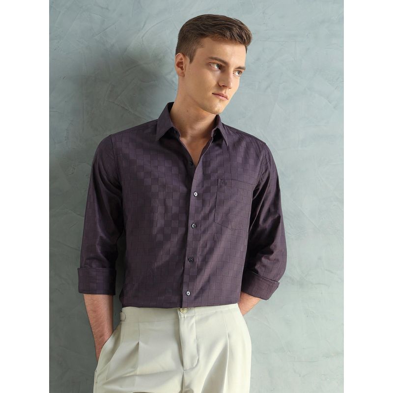 Arrow Newyork Men Purple Smart Slim Fit Checked Shirt (42)