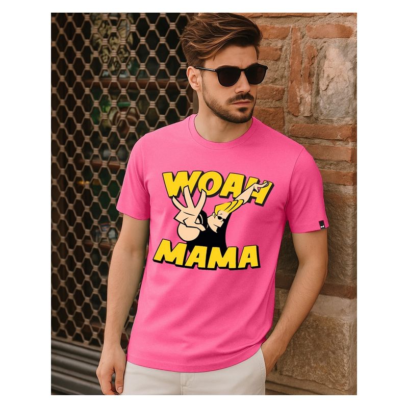 Bewakoof Cartoon Network Johnny Bravo Men's Fandango Pink Graphic Printed T-Shirt (S)