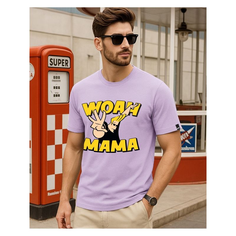 Bewakoof Cartoon Network Johnny Bravo Men's Lavender Bloom Graphic Printed T-Shirt (S)