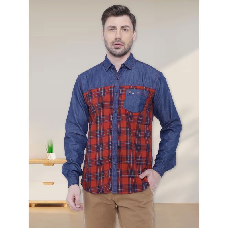 KUONS AVENUE Men's Blue Casual Denim Shirt (M)