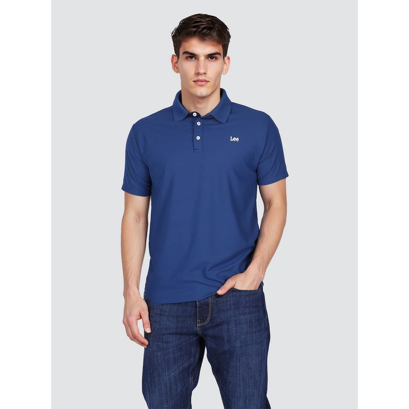 Lee Men's Solid Turquoise Regular Fit Polo T-shirt (S)