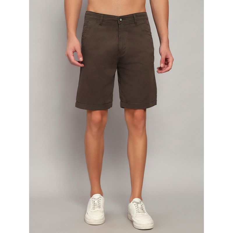 Cantabil Men's Brown Solid Regular Fit Bermuda Shorts (30)