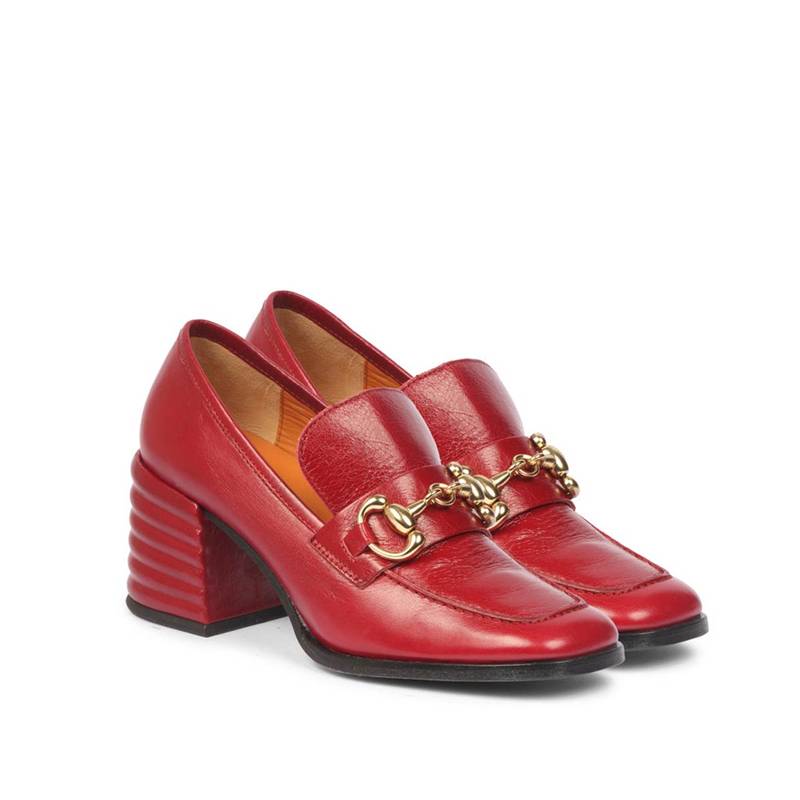 Saint G Red Solid Leather Handcrafted Heels (EURO 41)