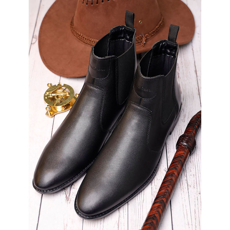 Louis Stitch Obsidian Black Leatherette Chelsea Boots for Men (UK 6)