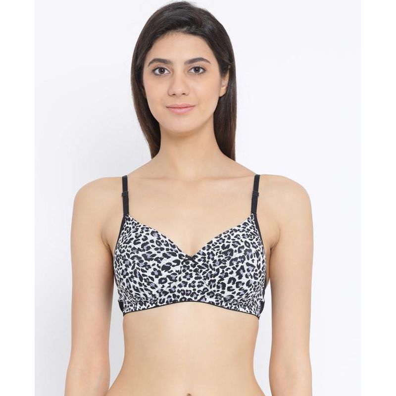 Clovia Padded Non-Wired Animal Print T-Shirt Bra - Multi-Color (38B)